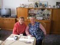 Drahoslava Lošťáková with her sister Libuše Hiemerová, who was also in the internment camp in Svatobořice during the war, March 2012