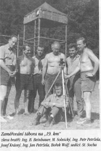 Surveying the camp, 19th km. Beinhauer, Solnický, Petr Petržela, Josef Krásný, Jan Petržela, Bořek Wolf and S. Socha.
