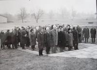 Former prisoners while visiting a concentration camp at Sachsenhausen