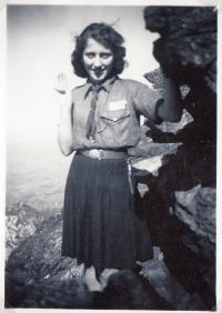 Věra Kocurková - Košíková in her Scout uniform, 1948