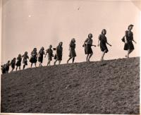 Věra Kocurková's patrol Lasice (Weasels) on the trip to Roztoky, photo Věra Kocurková 1945-8
