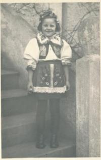 Alena Staňková in a folk costume, 1946