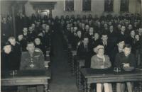 Posthumous awarding of the war cross to Alena's father (Alena in the front row), 1946