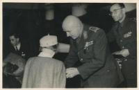 Posthumous awarding of the war cross to Alena's father, 1946
