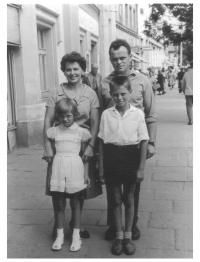 With her husband and children (probably 1961)