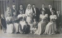 Wedding photo of uncle Jaroslav Krula (in the back from the left: brothers Stanislav and Antonín, Ludmila 2nd in the front row)