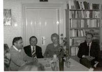 With friends at the parish office in Lažiště, 1971.