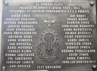 Memorial of the fallen at Optikotechna (Meopta) Přerov (the plaque includes the name of father Josef Skočovský)
