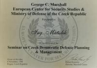 Diplom ze semináře o plánování obrany