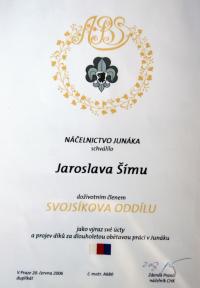 Decree of accepting Jaroslav Šíma-Kaa to Svojsík unit