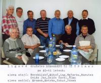 The first meeting of the Old Boys – 2nd league: Handball league team TJ Třinec in 40 years standing from left: Novobilský, Mihoč, ing. Nežerka, Haratek, Gnida Jan, Gnida Karel and Šíma; sitting from left: Mrozek, Motyka, Kohut and Pánek)