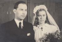 Miloš Lokajíček se ženou, svatební fotografie, konec 40. let