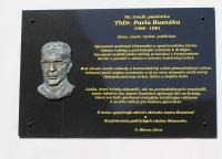 Memorial plaque of the father of Pavel Russnák, which has been installed at the Greek-Catholic Church in Humenné