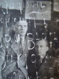 Bohumil Filípek (on the right) with his brother, some letters are visible from the second side of this picture