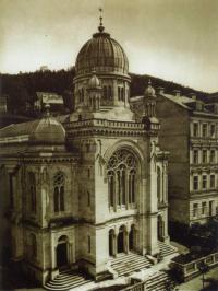 The synagogue in Karlovy Vary which was destroyed during the Kristallnacht in 1938