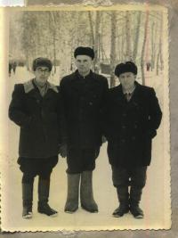 Fr. Pavlo Wasylyk, deacon Stepan Mamchur and unknown person. Mordovia, 1963.