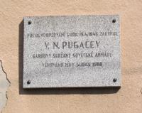 Memorial plaque of the fallen Sergeant Pugačev of the Soviet army in Sudice
