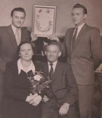 The parents with their sons Miroslav and Zdeněk at their silver wedding in 1946