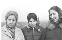 Ukrainian women-political prisoners after the release from camps. From the left to the right: Kateryna Zarytska, Nadiya Svitlychna, Dariya Husyak. March of 1978 