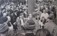 The funeral of slain leaders of Defense of Silesia in 1946 in Opava