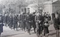 The funeral of the executed leaders of Defense of Silesia in 1946 in Opava