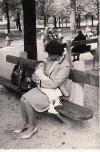 Zsuzsanna Gyenes with her son Balázs in the sixties