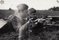Witness with the machine-gun TK vz. 37 in military training area Malacky, 1952