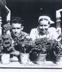 after the war, before the studies, with his mother