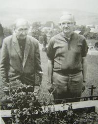 Ján Janok (on the right), with his uncle Ján Janok senior, July 1985