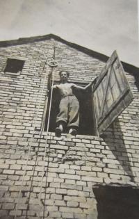 Jan Sklenář in the hops dryer (in 1937), where the family was hiding weapons during the war