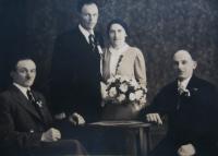 Anna and Augustin Rukavička with their brothers-in-law at the wedding 