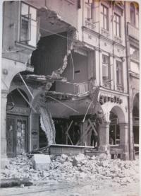 21. 8. 1968 in Liberec. Fighters for Peace Square, damaged houses