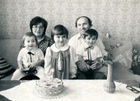 Josef Bartošek with his wife and children (1983)
