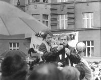 Protest at Škroupa Square in Prague in December 1988 - Václav Havel