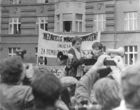 Protest at Škroupa Square in Prague in December 1988 - Jana Petrová