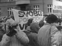 Protest at Škroupa Square in Prague in December 1988