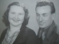 With his wife in 1949