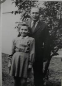 A. Vlasáková with her father, 1945