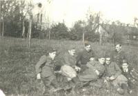 Tankists in Měcholupy near Prague. Valerian Klaban (bottom right)