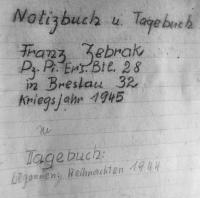 František Žebrák's notebook where he was recording his experiences from WWII while he was in POW camps