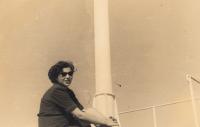 Eva Erbenová on the boat Transilvania, 1949