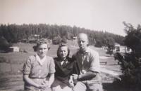 Růžena Prokešová with Jenny and Finn Eliassen in Norway where she was sent by the Red Cross after the war