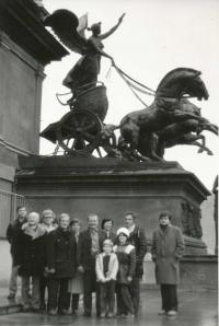 Vladimír on the roof of the National Theatre (1983) - second from the right
