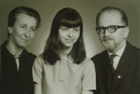 With wife and daughter (1972)