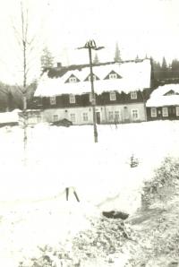 The well-known hotel Pstruh in Stožec in the 1970s