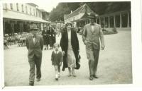 Eva Bošková in the 1933 in Luhačovice with her mother and father