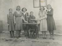 Witness´mother trained Croatian girls sowing. Božena second on left.