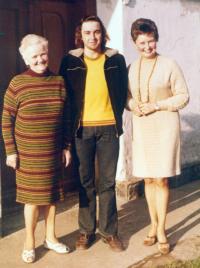 Inge, her mother Julie and a cousin from Germany visiting, at Lhota, 1970s
