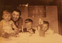 Růžena Ježková with sons Martin, Ivan a Tomáš; 1944