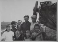 Vaclav and other boys by the russian plane